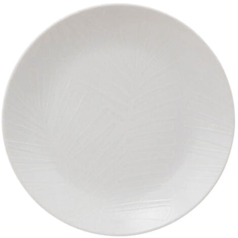 Lot de 6 Assiettes Plates "Leaf" 27cm Blanc