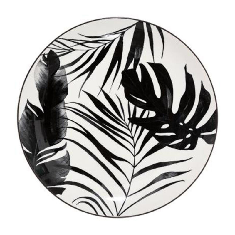 Secret De Gourmet - Lot de 6 Assiettes Plates 'Palme' 26cm Noir Secret De Gourmet - Lot de 6 Assiettes Plates 'Palme' 26cm Noir