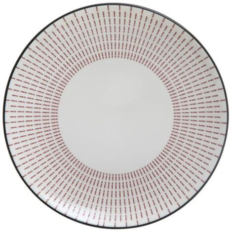 Lot de 6 Assiettes Plates Porcelaine "Lunis" 27cm Rouge