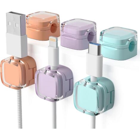 Lot de 6 attaches magnétiques pour câbles - Organisateur de câbles réglable sous le bureau-AquaForge