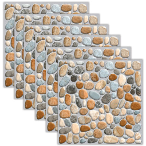 Lot de 6 autocollants muraux effet marbre, stickers pour carrelage modèle 731