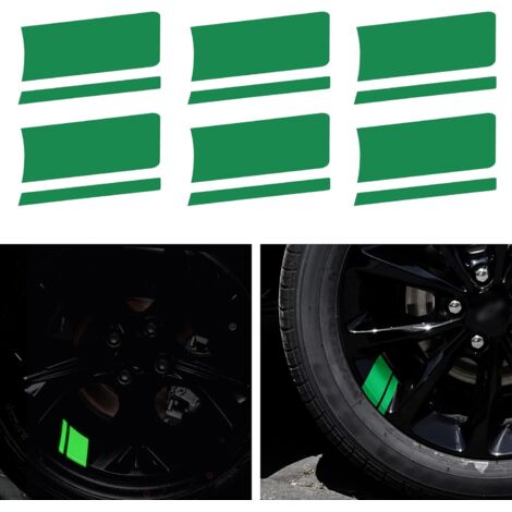 Lot de 6 autocollants réfléchissants verts pour jantes de voiture en vinyle - Unive