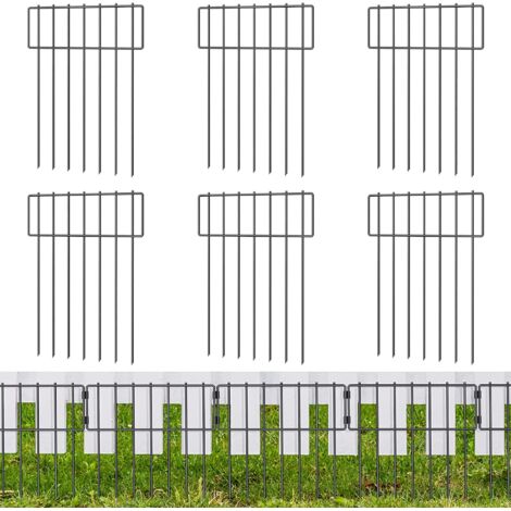 Lot de 6 barrières pour animaux de jardin, total 16.7 Inch(H) X 20.8 Ft(L)clôture de jardin décorative, défense de piquets de sol pour chiens et lapins
