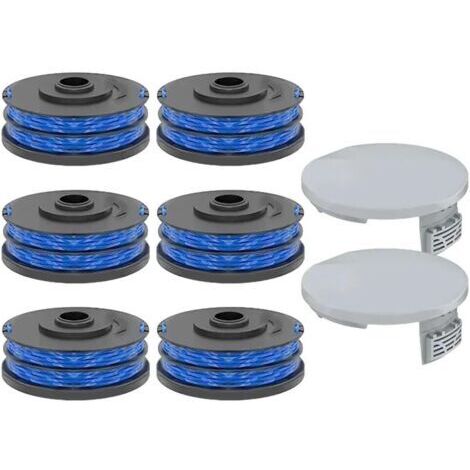 Lot de 6 bobines de fil de rechange pour débroussailleuses RLT4027, RLT5027, RLT6030, RLT6130, RLT3525, RLT183225. Pièces de rechange pour couvercles de bobines.