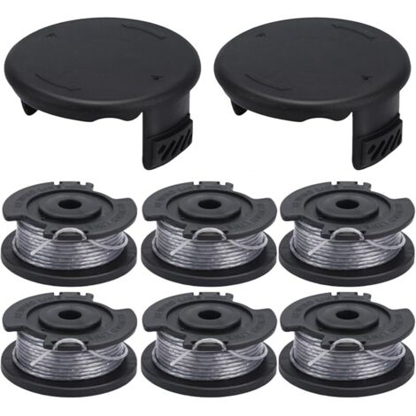 Lot de 6 bobines de fil F016800569/F016800385 pour coupe-bordure sans fil Bosch EasyGrassCut 23/26/18/18-230/18-260/18-26, longueur 4 m Ø 1,6 mm et couvercle de bobine F016F05320 Bobines + 2