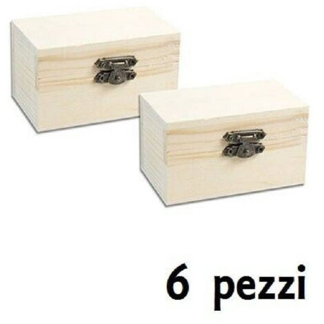 Lot De 6 Boîtes à Bijoux En Bois à Découper 8.8x5x5.5cm