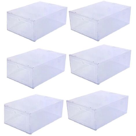 Lot de 6 boîtes à chaussures transparentes, résistantes et pliables.