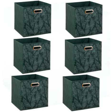 Lot de 6 boites de rangement cube en tissu à motif fougère MIX'N MODUL