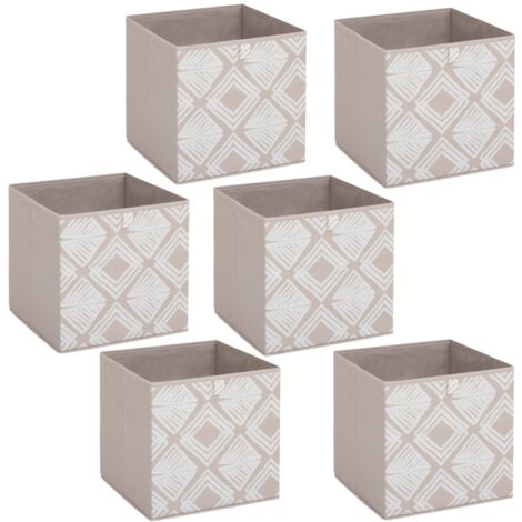 Five Simply Smart – Lot de 6 boîtes de rangement pliantes en polyester 31x31x31 cm – Capacité 27 L – Design imprimé et uni – Poids 0,555 kg