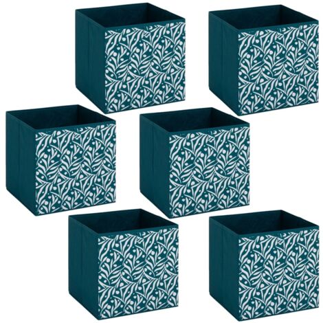 Lot de 6 boites de rangement cubes à motifs olivier MIX'N MODUL
