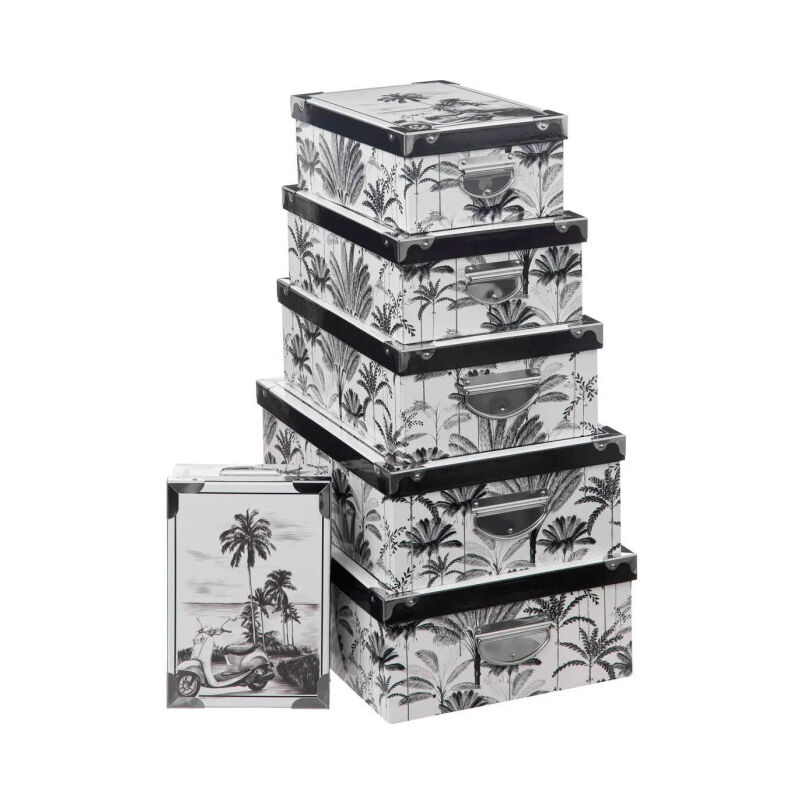 Five Simply Smart - Lot de 6 Boîtes de Rangement 'Dolce Vita' 48cm Noir & Blanc