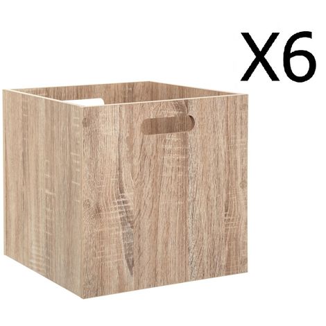 Lot de 4 Boites de rangement en bois Naturel - L. 30.5 x P. 30.5 x H. 30.5  cm -PEGANE