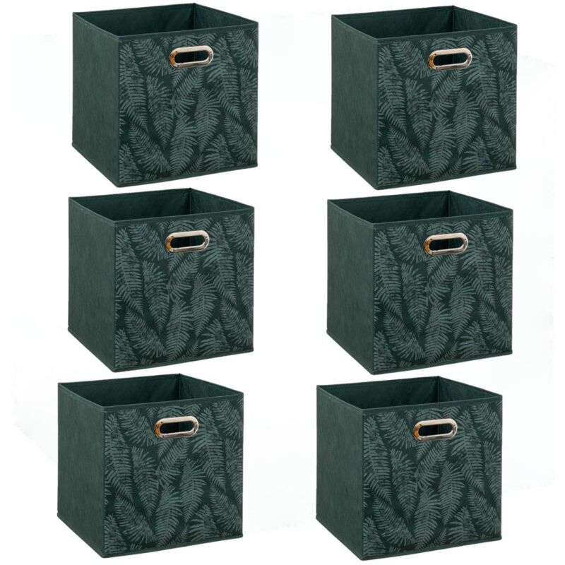 Lot de 6 boites de rangement en tissu Herbier