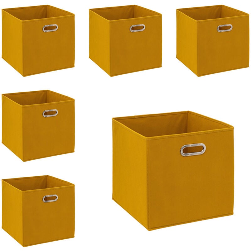 5five Simply Smart - Lot de 6 Boîtes de rangement Jaune moutarde 31 x 31 cm - Five