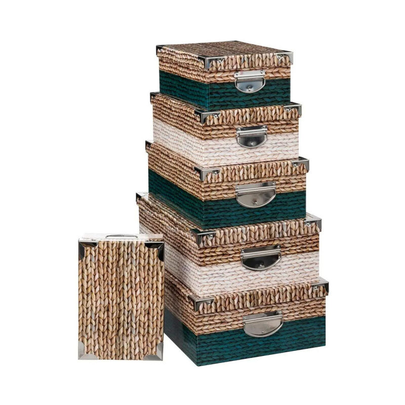 Lot de 6 Boîtes de Rangement "Natcol" 48cm Multicolore