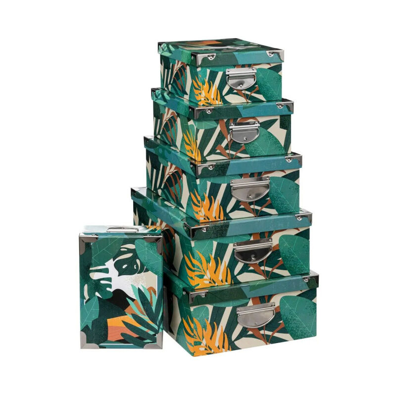 Five Simply Smart - Lot de 6 Boîtes de Rangement 'Tropic' 48cm Vert