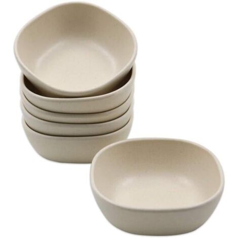 Lot de 6 Bols à Dessert Empilables, Soucoupes Incassables pour Collations et Apéritifs (Beige)