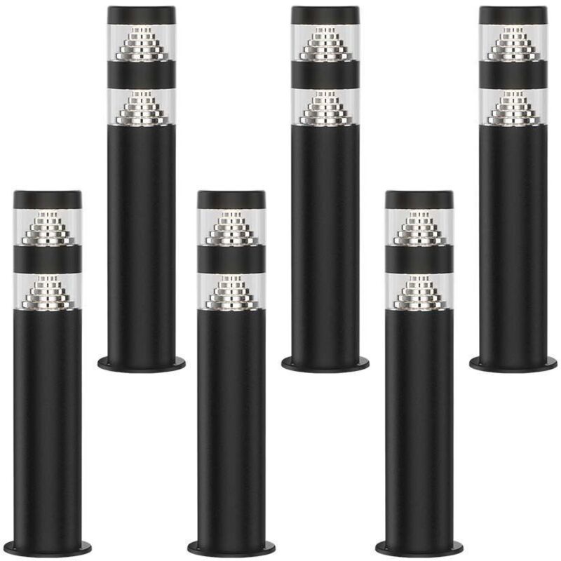 Arum Lighting - Lot de 6 Bornes de jardin 9W led Noir 4000k - H40cm