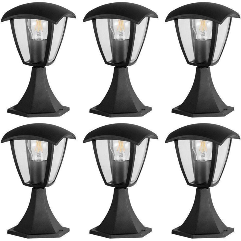 Arum Lighting - Lot de 6 Bornes extérieur alicante pour jardin Noir Culot E27