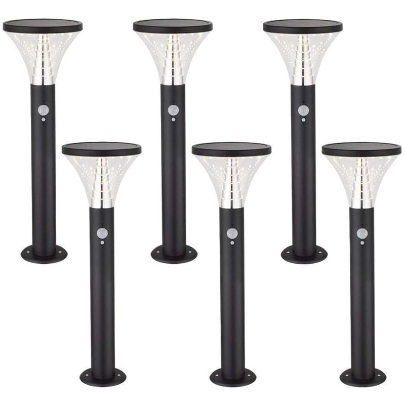 Lot de 6 Bornes Solaires benidorm puissante avec détecteur 3 modes - H50cm