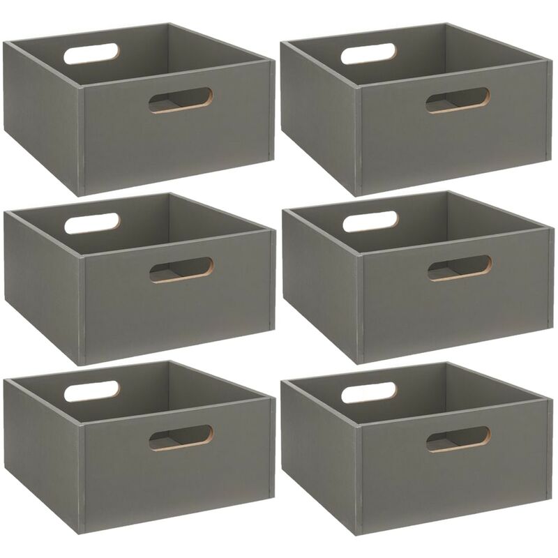 Lot de 6 Boîtes de rangement carrée en mdf