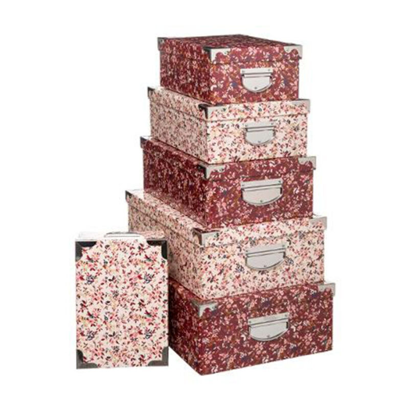 Five Simply Smart - Lot de 6 Boîtes de Rangement 'Délicatesse' 48cm Rose