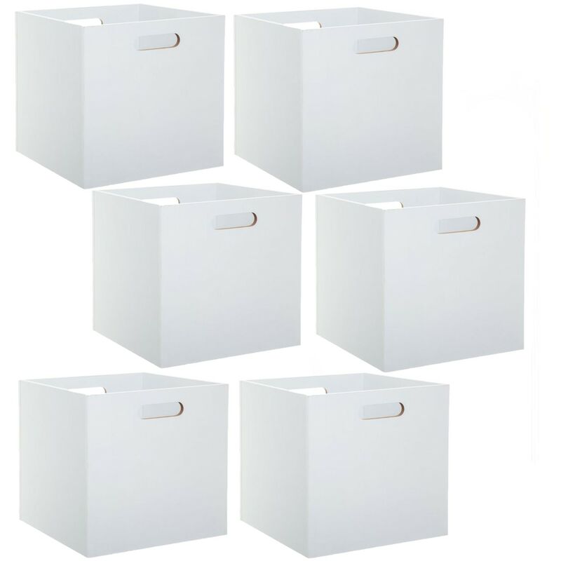 Lot de 6 Boîtes de rangement effet bois en mdf Mix n' modul