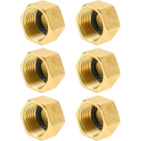 Lot de 6 Bouchon laiton,Filetage femelle G1/2,Rondelle étanchéité,Ruban PTFE,Système irrigation