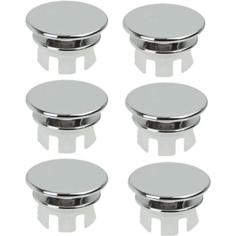 Lot de 6 bouchons de trop-plein chromés pour lavabo de salle de bain, toilettes, trop-plein, trou de drainage, partie ronde