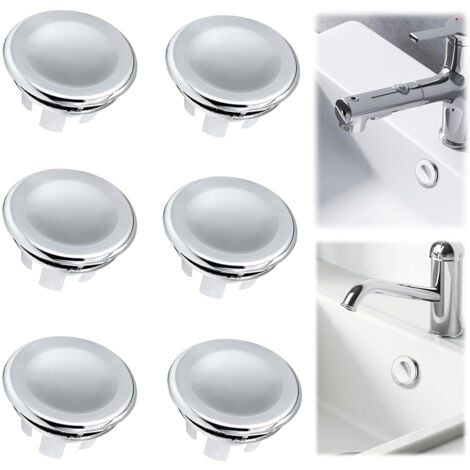 Lot de 6 Bouchons de Trop-Plein placage Débordement d'Évier de Lavage de Salle de Bains de Cuisine Couvercle de Trop-Plein pour Lavabo Bouchon Trop Plein Evier Pour Lavabo,Salle de Bain,Cuisine