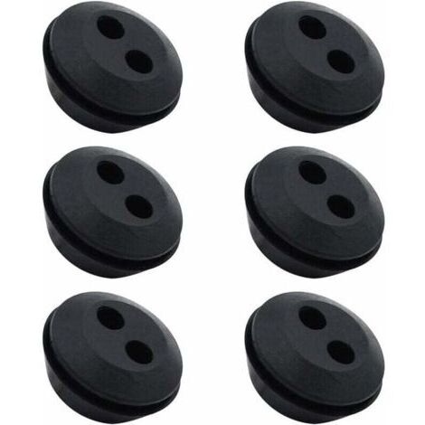 Lot de 6 Bouchons de Tuyau de Carburant - Joint de Réservoir - Caoutchouc - 2 Trous - Passe durite - Accessoires pour Débroussailleuse