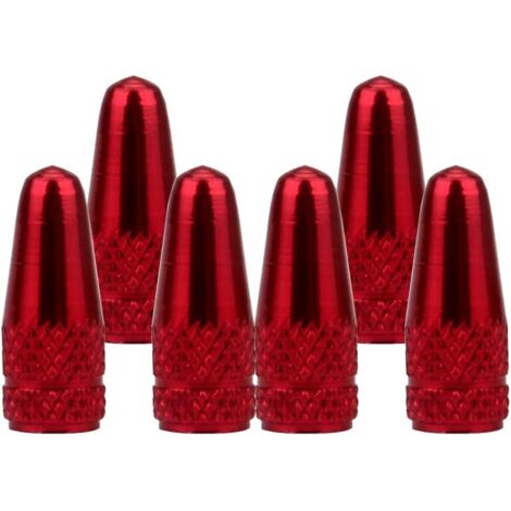 Lot de 6 bouchons de valve rouges pour vélo, protection anti-poussière en alliage d'aluminium pour jantes.-AquaForge