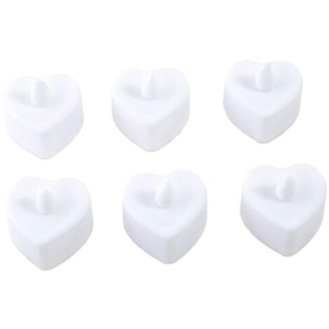 Lot de 6 bougies chauffe-plat LED en forme de cœur, fonctionnant sur piles, pour la Saint-Valentin et la décoration de table de mariage.