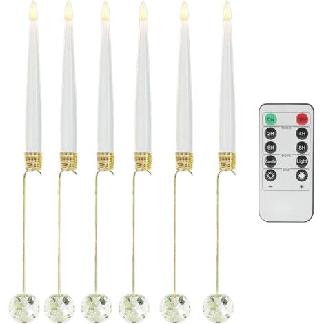 Lot de 6 bougies de sapin de Noël sans flamme vacillantes avec télécommande