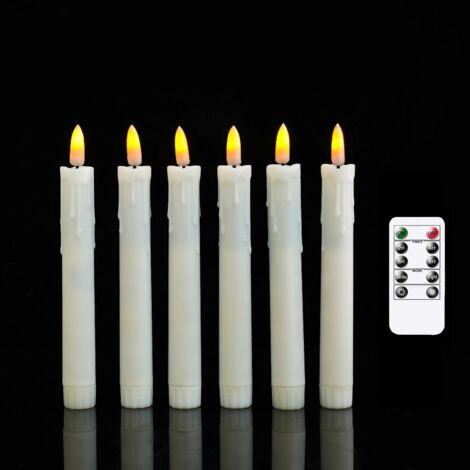 lot De 6 Bougies Sans Flamme Vacillantes De 17,5 Cm (blanches) Avec Tlcommande, Bougie De Fentre Led  Piles, Minuterie, Bougies Sans Flamme En Pla