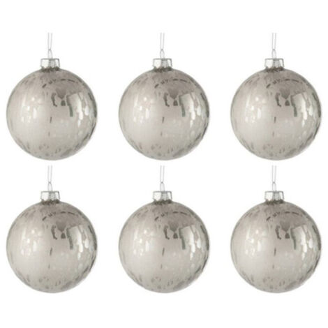 Lot de 6 Boules de Noël "Brillant" 8cm Argent