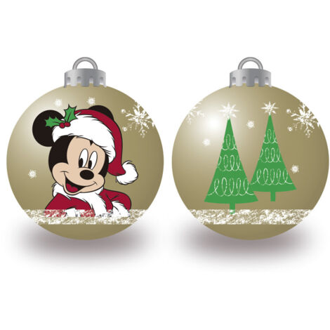 Lot de 6 boules de Noël dorées 8cm - Mickey