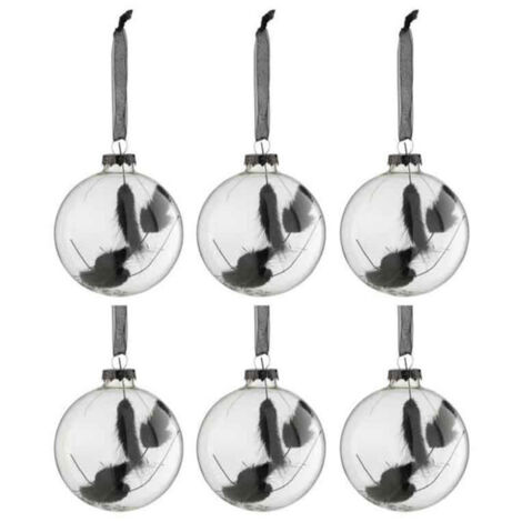 Lot de 6 Boules de Noël "Fleurs Séchées" 8cm Noir