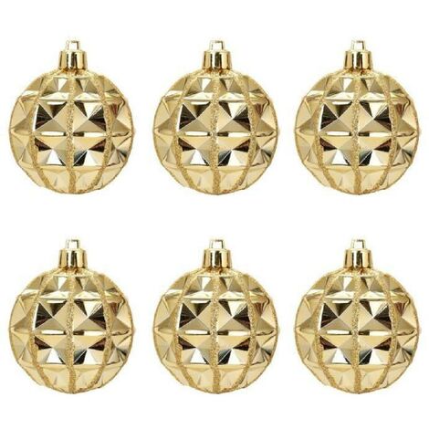 Lot De 6 Boules De Noël Géométrique Doré 7 Cm Generique