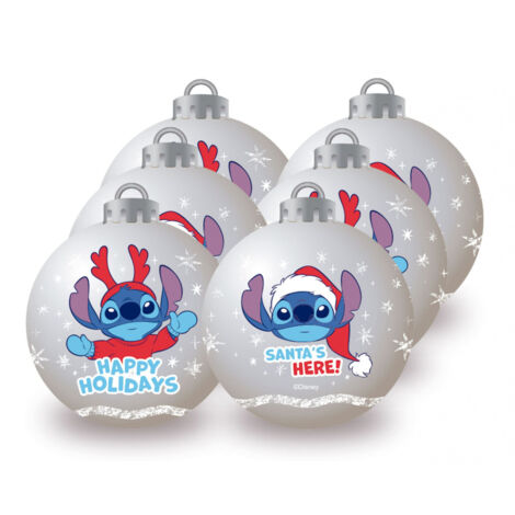 Lot de 6 Boules de Noël - Lilo & Stitch - 8 cm