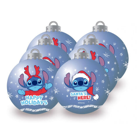 Lot de 6 Boules de Noël - Lilo & Stitch happy - 8 cm