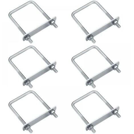 Lot de 6 boulons en U, boulons en U M6, boulons en U en acier inoxydable avec écrous, plaques et rondelles, boulons de serrage pour la fixation de tuyaux (angle droit 70x35mm)