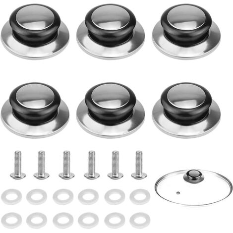 Lot de 6 Boutons de Couvercle de Casserole Bouton de Couvercle de Pot en Acier Inoxydable Universelle Poignée Couvercle Casserole avec Vis pour Couvercle de Casserole