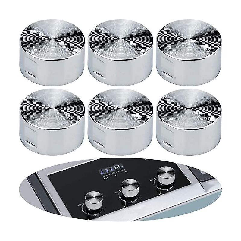 Lot de 6 boutons de cuisinière à gaz en métal de 6 mm, bouton de commande universel pour cuisinière, bouton de brûleur de cuisinière, interrupteur de