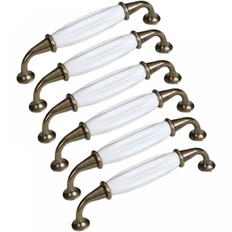 Lot de 6 Boutons de Porte en Céramique Poignée de Meuble Tiroir, Porcelaine Poignée de Meuble de Cuisine de Porte d'Armoire 128mm