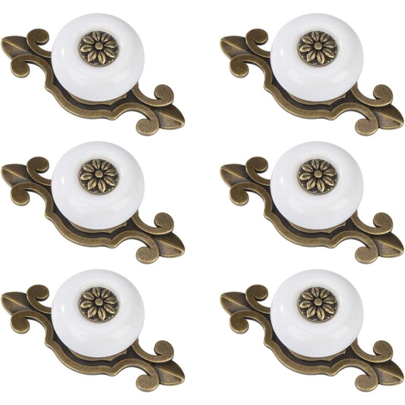 Lot de 6 boutons de porte ronds vintage avec vis pour armoire, bureau, table de chevet, bibliothèque, meubles, cuivre blanc