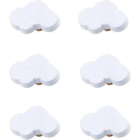 Lot de 6 Boutons de Tiroir en Caoutchouc Souple en Forme de Dessin Animé pour Enfants Filles Garçons Placards Juets Bibliothèque(Nuage)