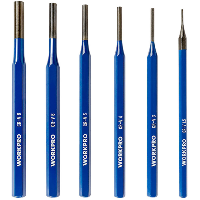 Workpro - Lot de 6 boutons forgés en acier chrome vanadium bleu (différentes tailles)