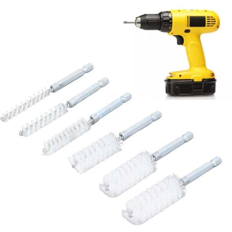 Lot de 6 brosses d'alésage en acier inoxydable de différentes tailles , brosse métallique torsadée avec poignée de 6,35 mm à tige hexagonale pour tubes et ports