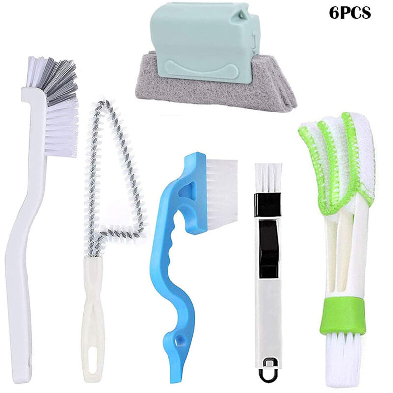 Lot de 6 brosses de nettoyage pour rainures de fenêtre, porte, nettoyage de tous les coins et espaces,kit de nettoyage pour tous les coins et espaces